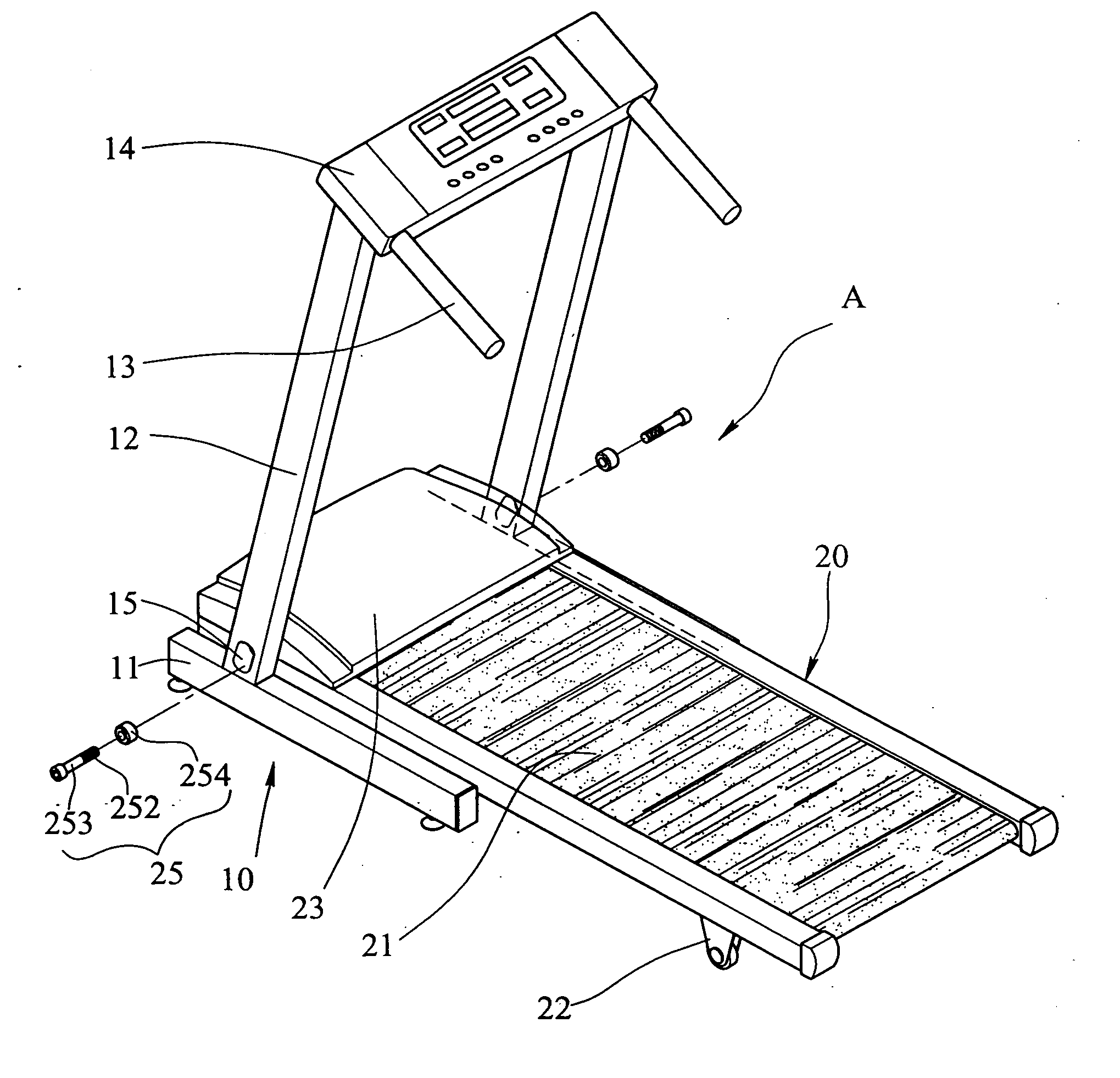 Folding and inclination adjustable device for treadmills