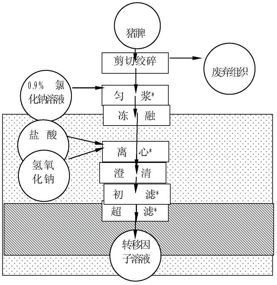 Transfer faction solution and preparation method thereof