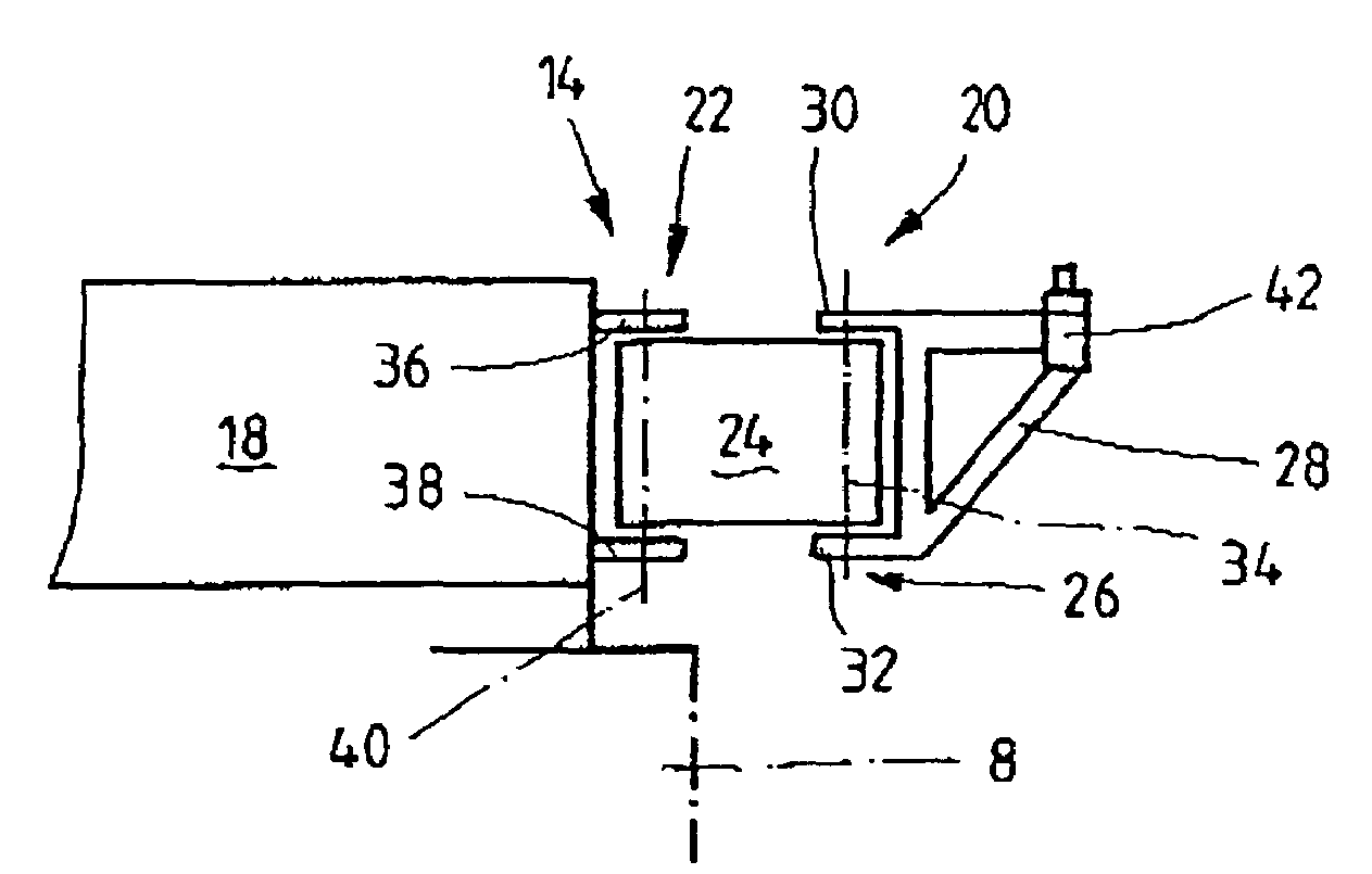 Supporting device comprising jointed arms