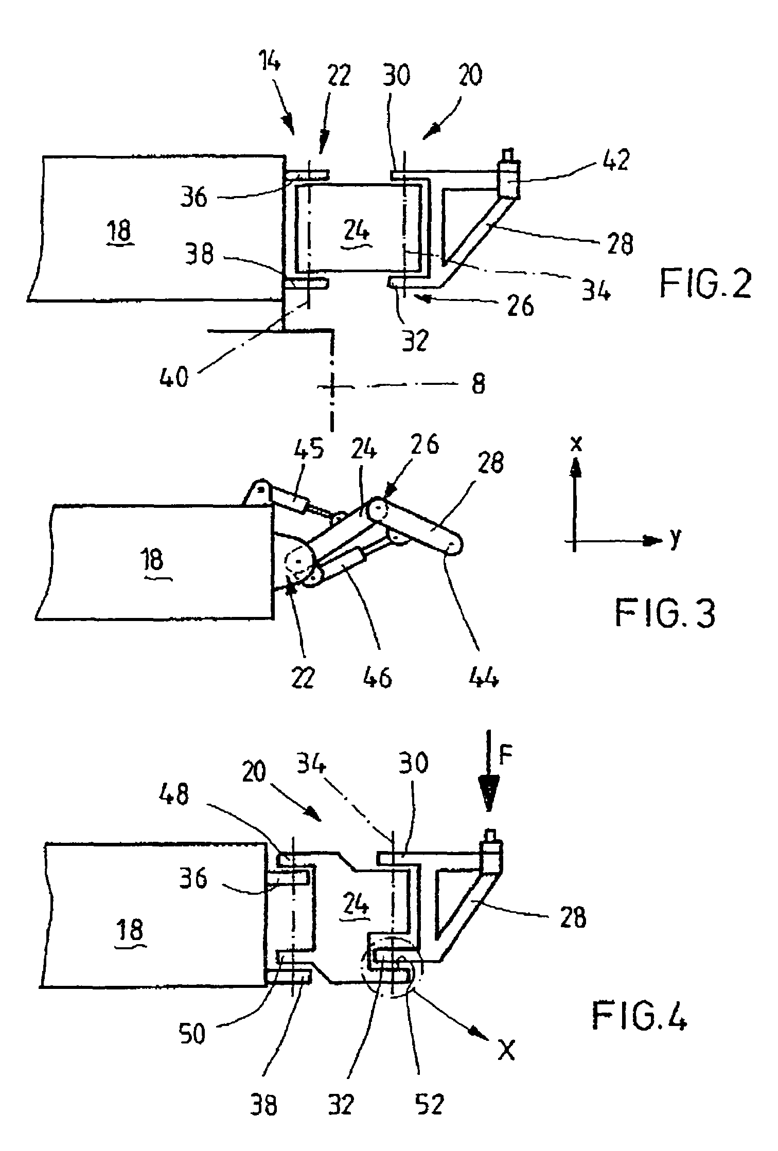 Supporting device comprising jointed arms