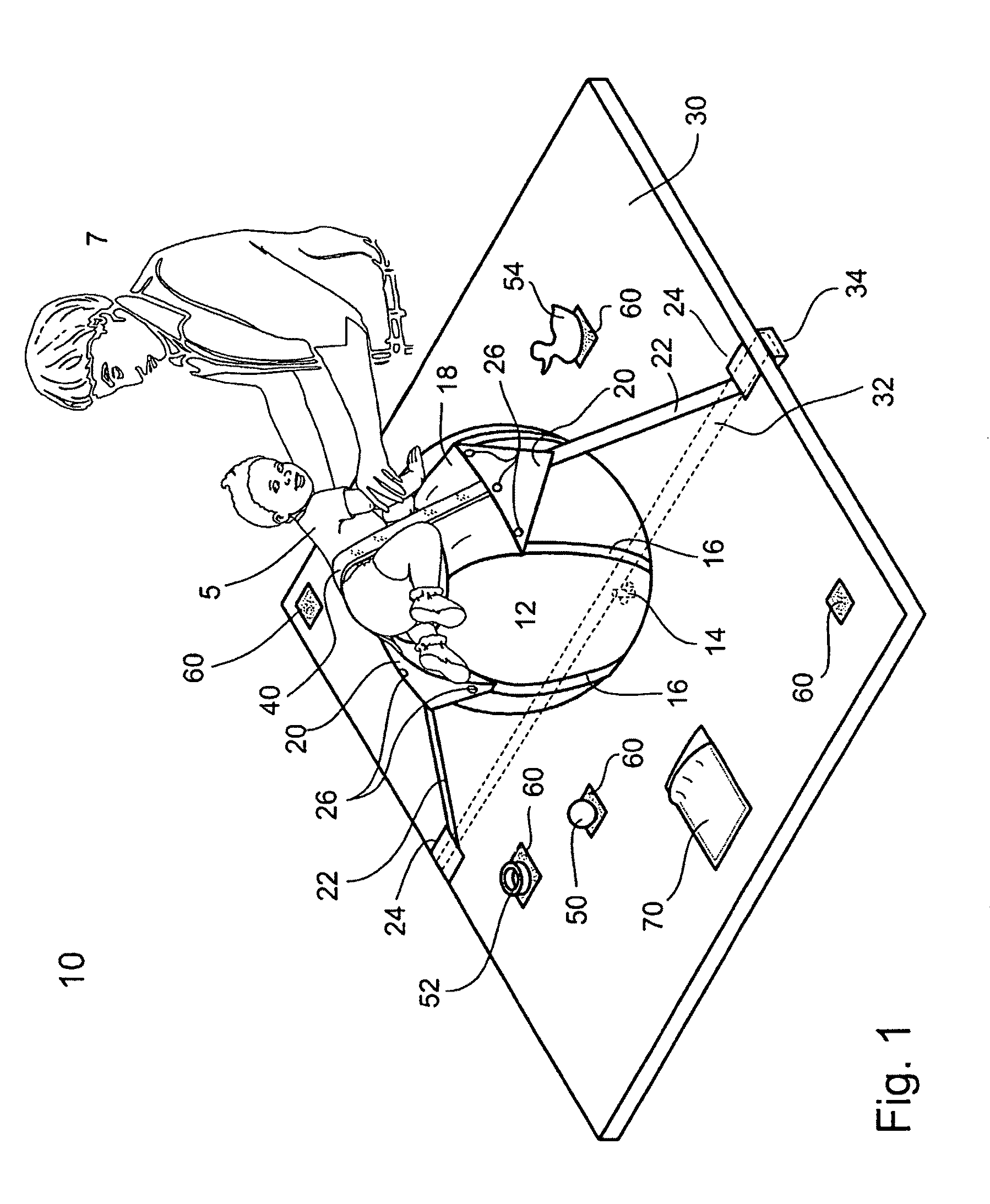 Device and method for occupying a human subject with physical and mental activities