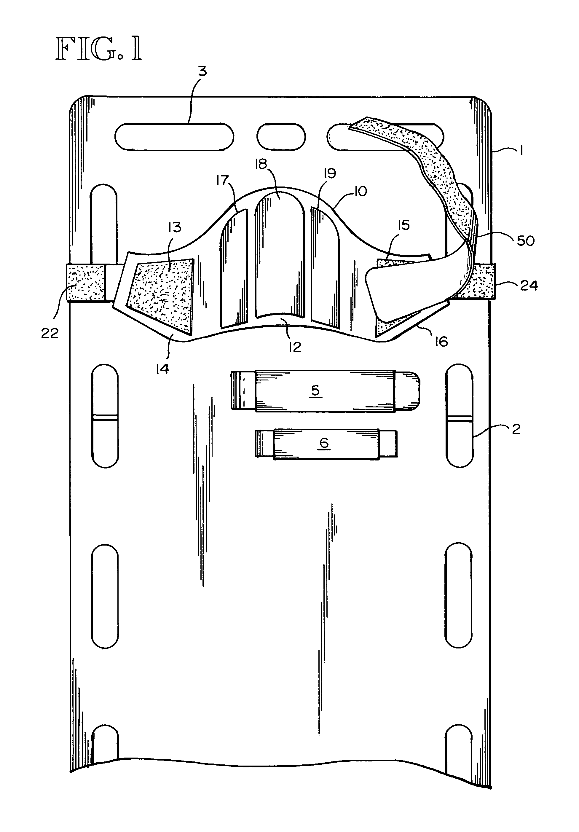 Method and device for stabilizing a patient's head on a spine board