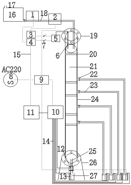 One-dimensional rock pillar simulating water pressure self-recording data experimental device for obtaining parameter of underground water