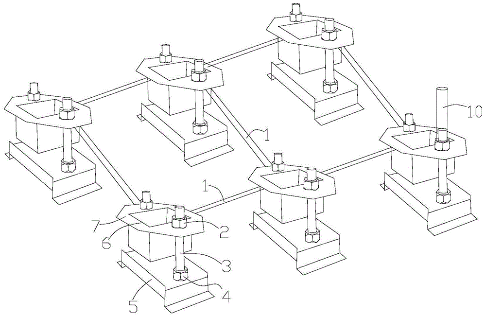 Integral pre-embedded structure of group double-headed anchor bolts and its construction method