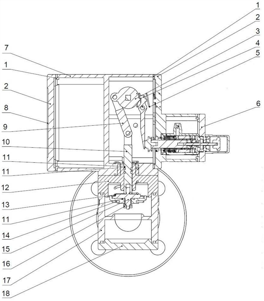 A mechanical electromagnetic gas emergency cut-off valve