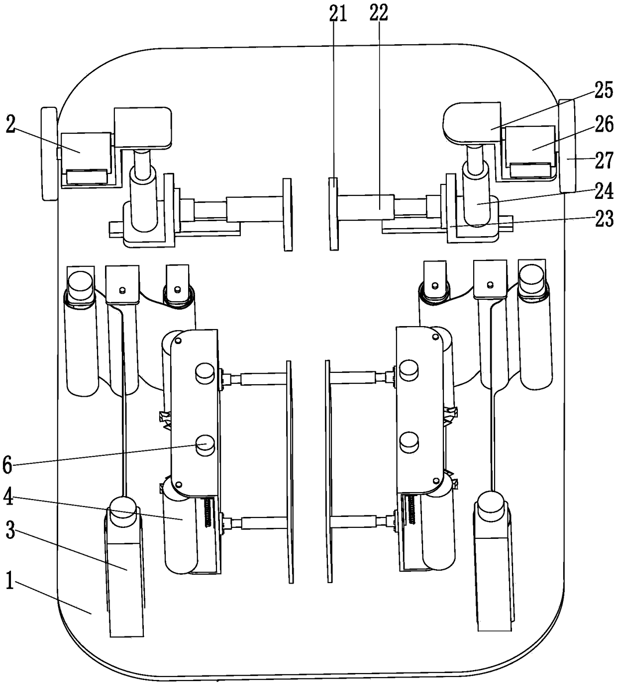 A step-type escalator glass sticker automatic posting equipment