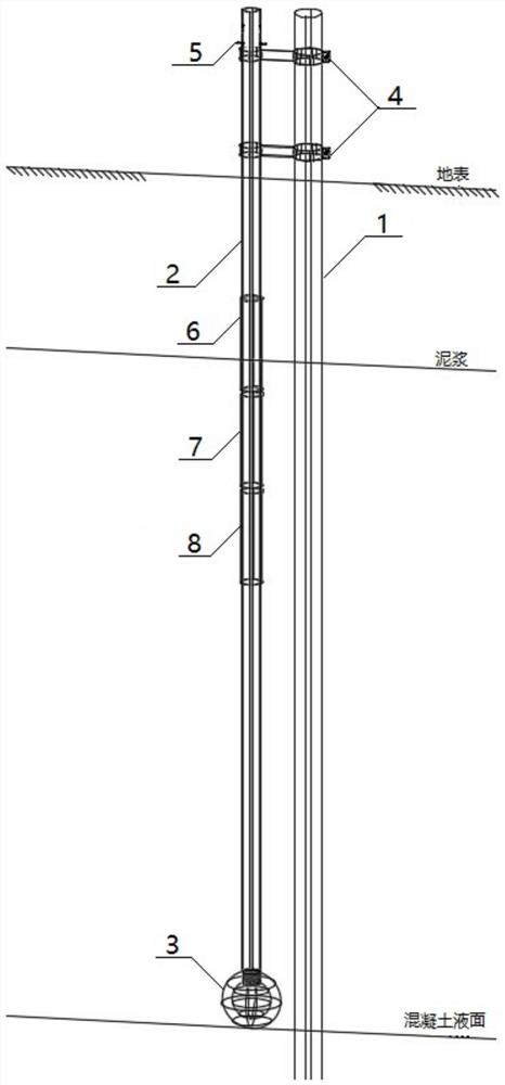 Underwater cast-in-place concrete pile top pouring height control device and control method thereof