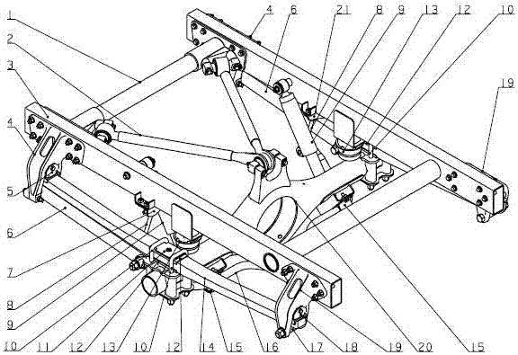 Plate end soft fixed monolithic composite material leaf spring suspension structure