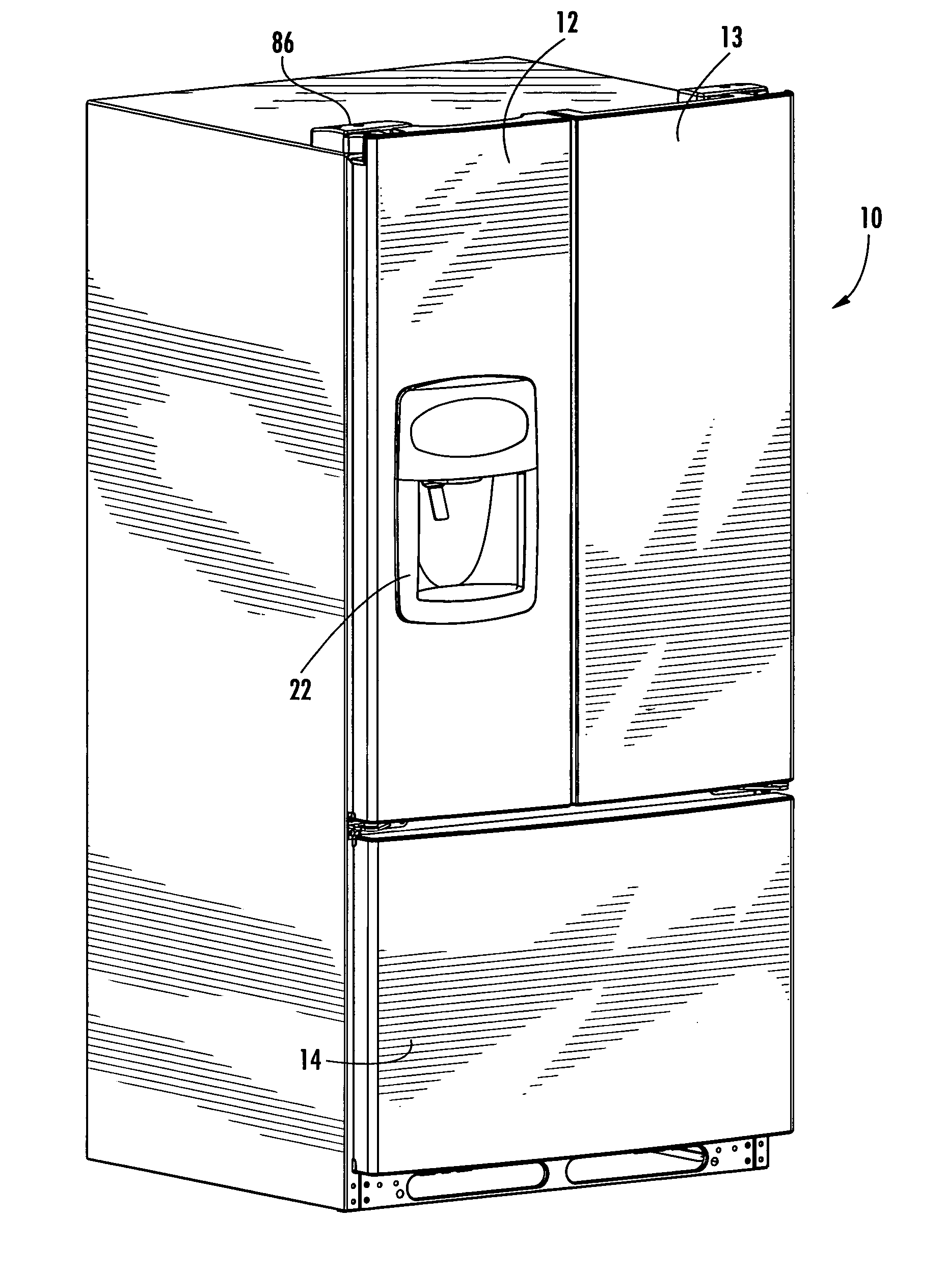 Refrigerator door with end cap