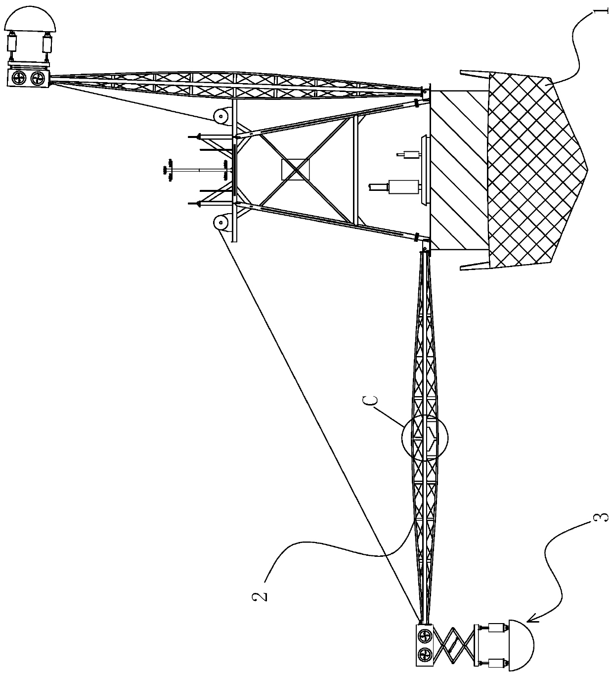 A support structure for a trawl jib