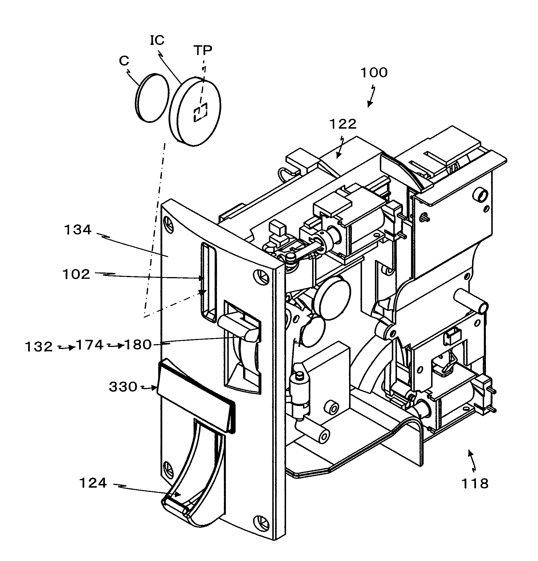 Value medium processing device for IC coins and monetary coins