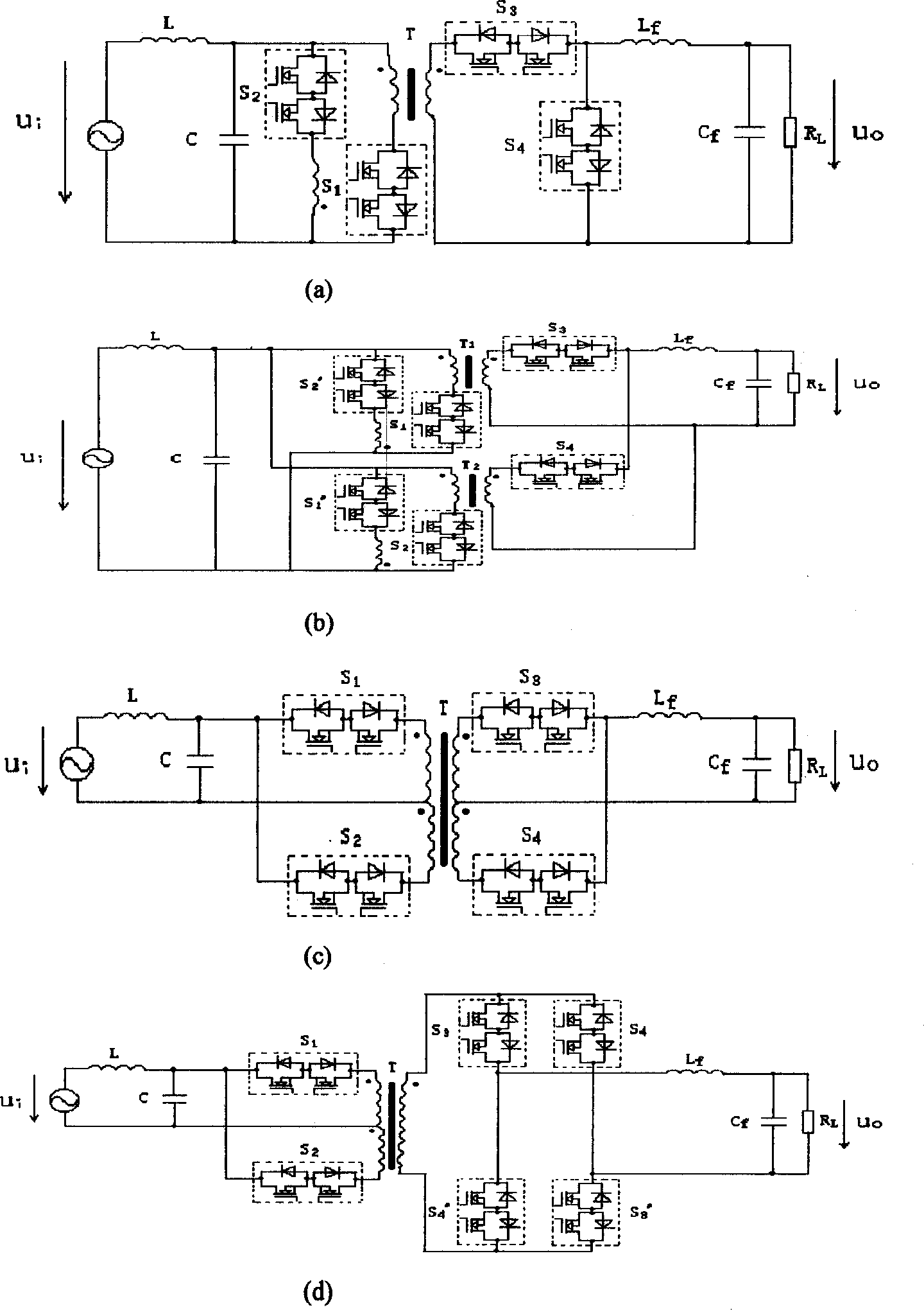 High-frequency AC/AC converter with AC link