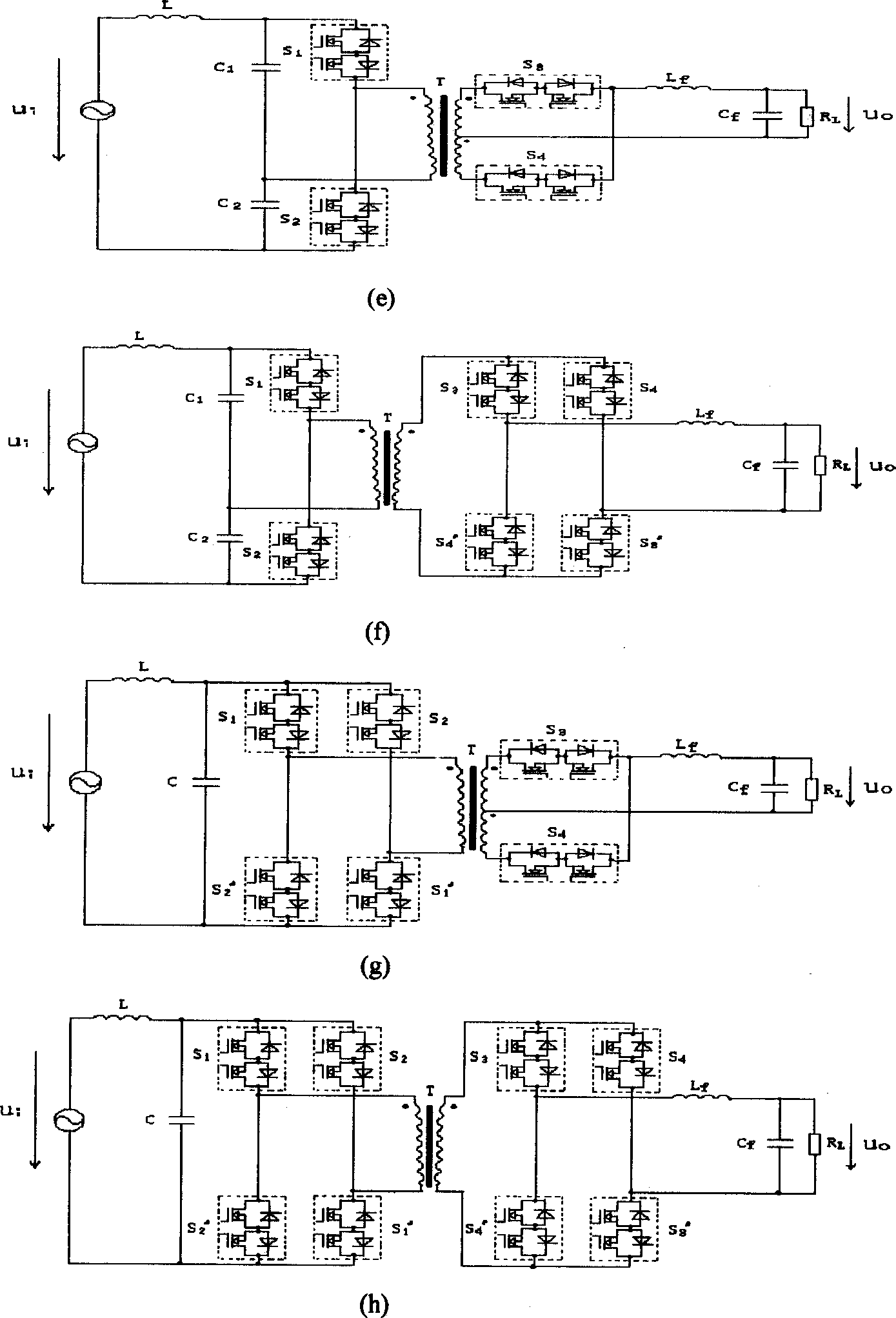 High-frequency AC/AC converter with AC link