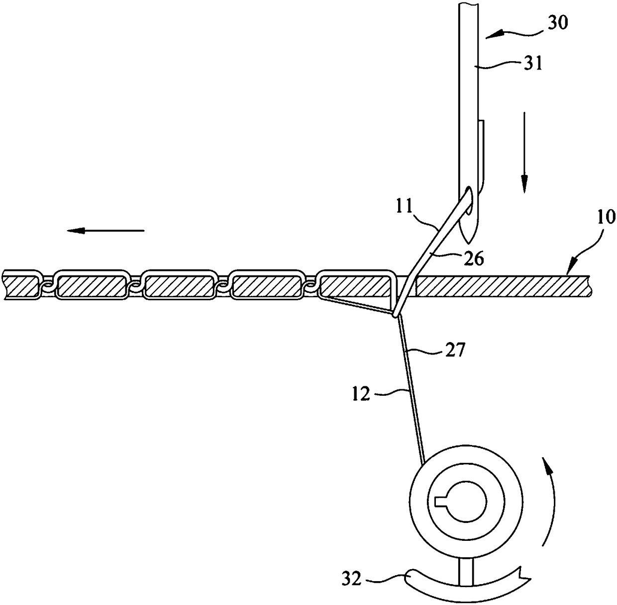 Horn vibrating reed sewn into wire and method for sewing wire into horn vibrating reed