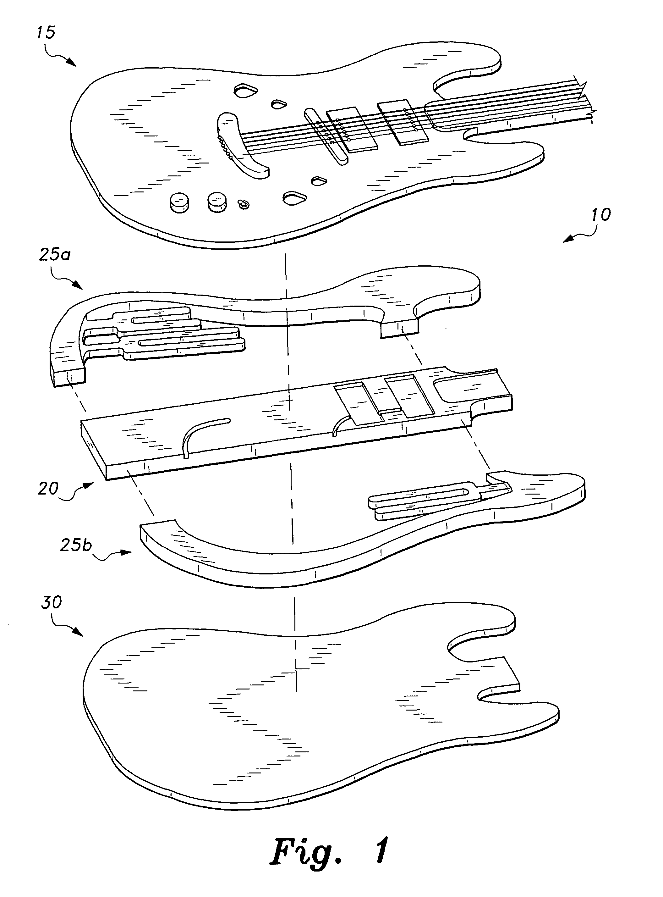 Semi-hollow body for stringed instruments