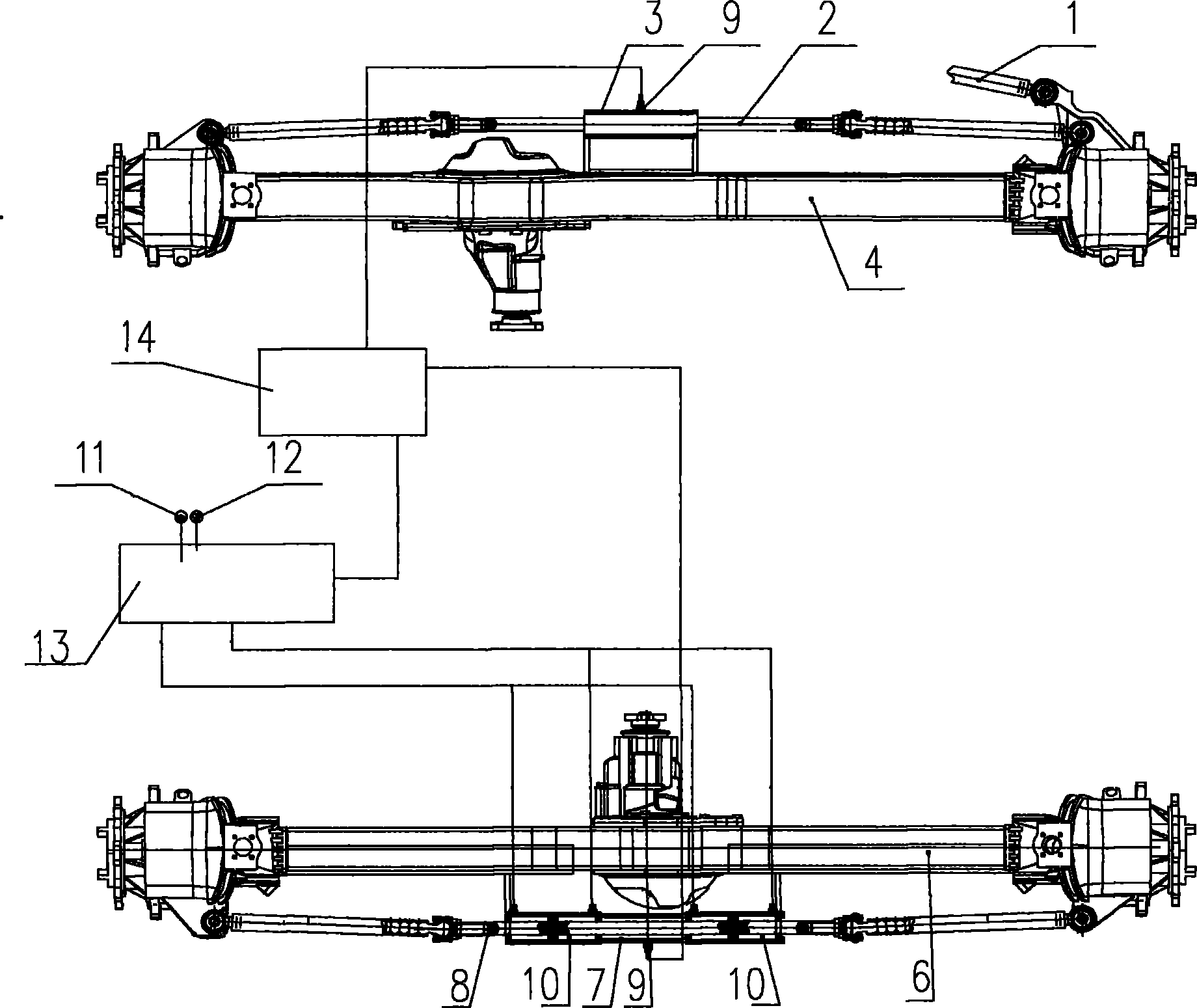 Numerical control hydraulic transmission multi-axle steering system