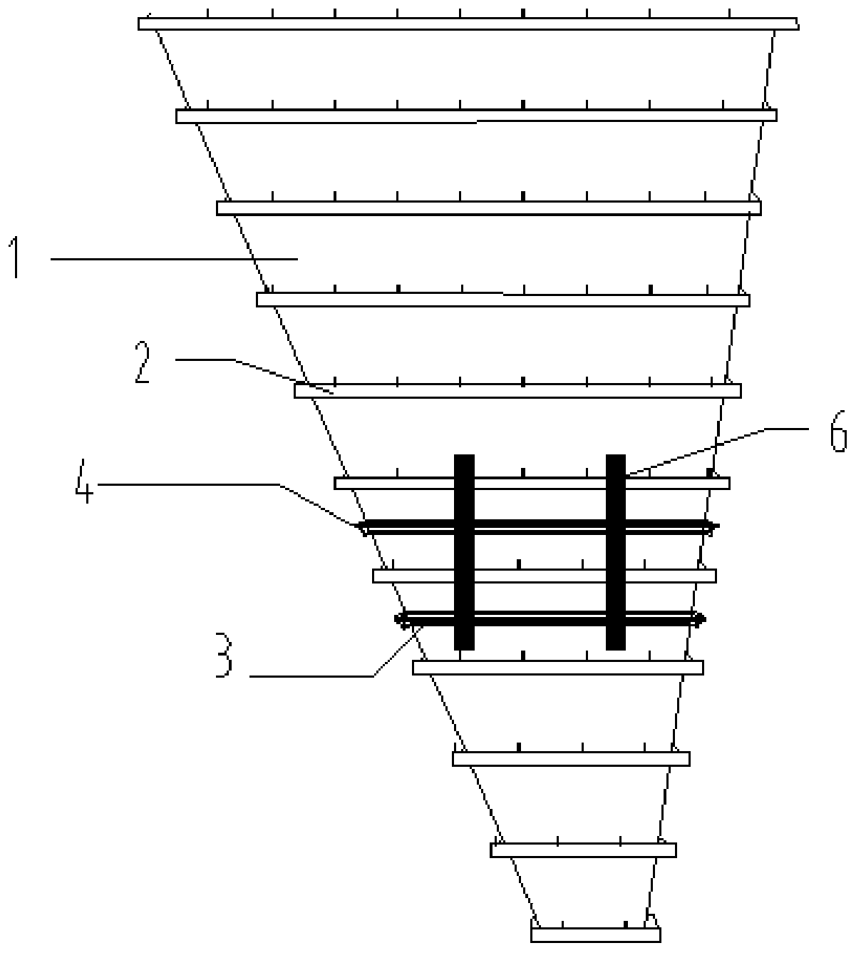 Suspension type rectangular steel coal bucket bulge reinforcing method