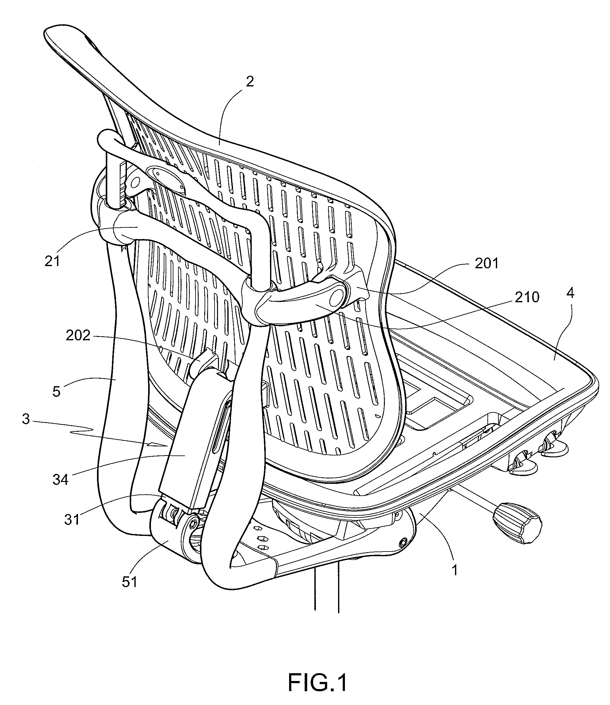 Resilient lower-back supporting device capable of vertical adjustment along with backrest of chair