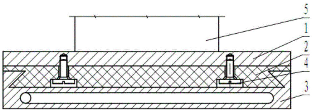 A connection structure between the thermal electrode of the vacuum hot pressing sintering furnace and the piston head of the hydraulic cylinder