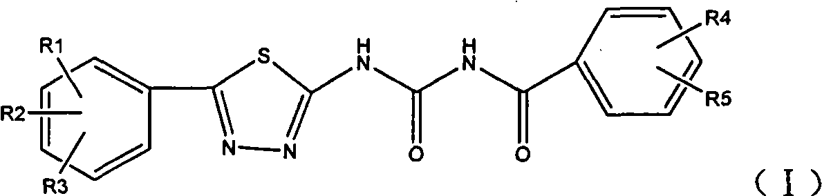 1,3,4-thiadiazole aroyl urea compound, preparation method and application thereof