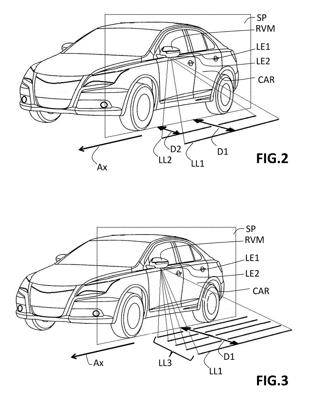 Multifunctional assembly comprising a laser emitter for the door of a motor vehicle