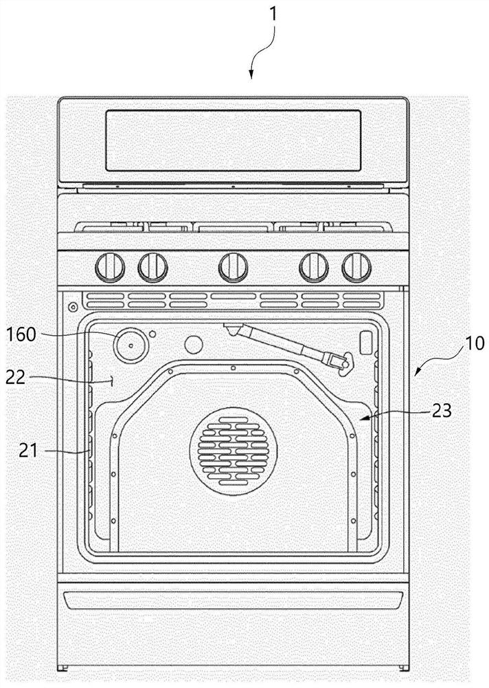 Household appliance with perspective window