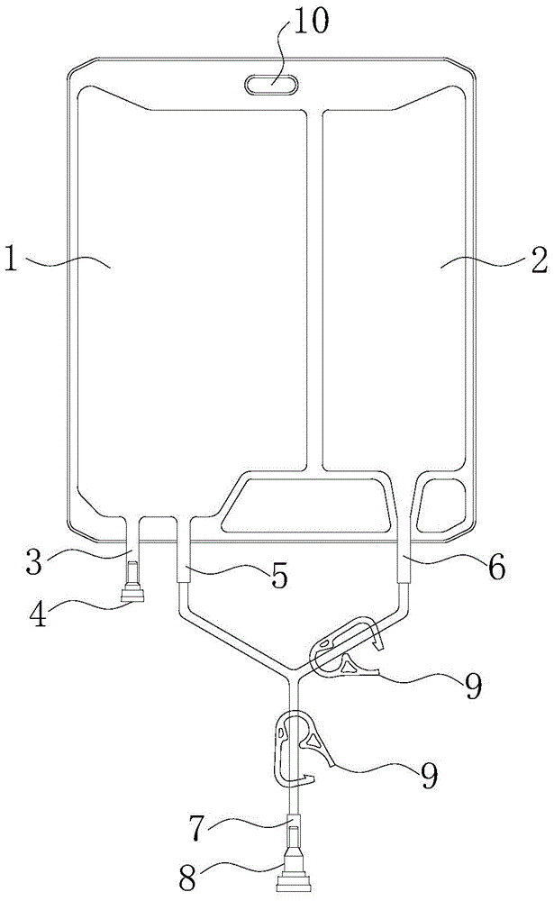 Soft infusion bag and pipe washing method
