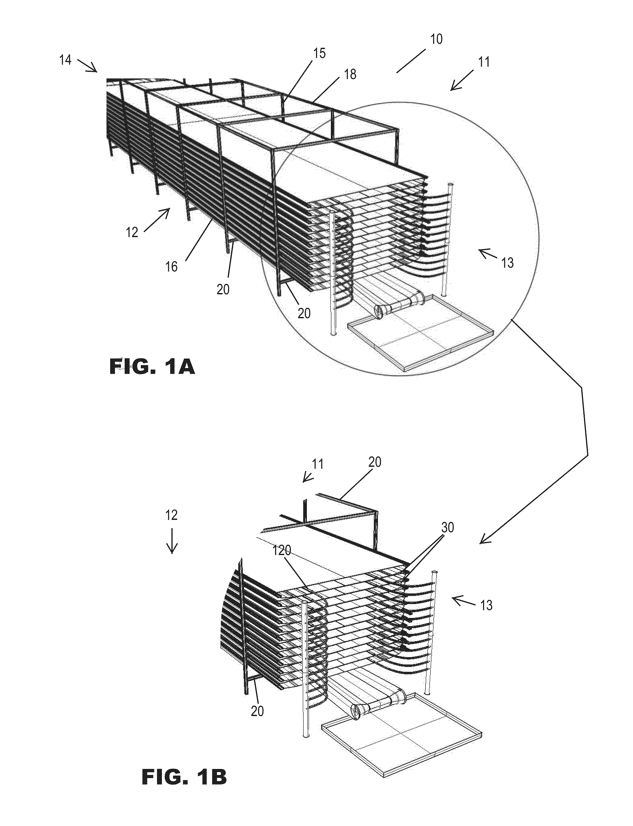 Bioreactors supported within a rack framework and methods of cultivating microorganisms therein