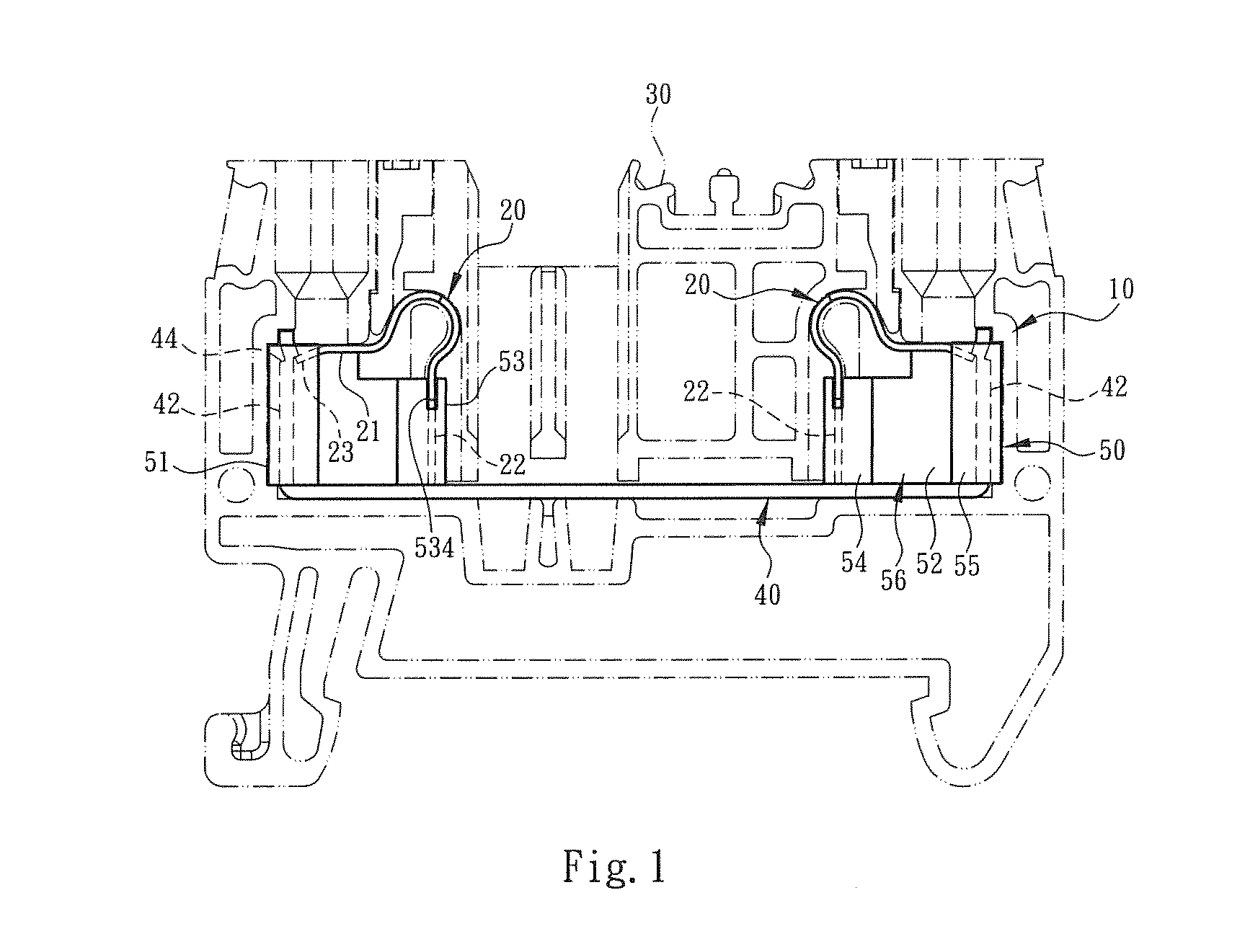 Conductive wire connection structure of rail-type electrical terminal