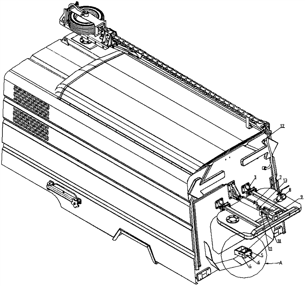 Automatic electric sanitation vehicle tail door opening and locking device