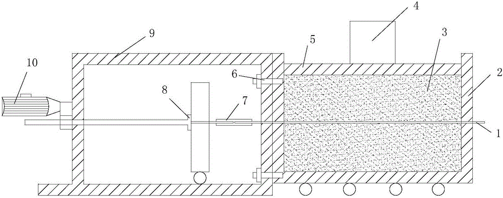 Pullout test device of ribbed bar in earth-rock dam rockfill material and test method thereof