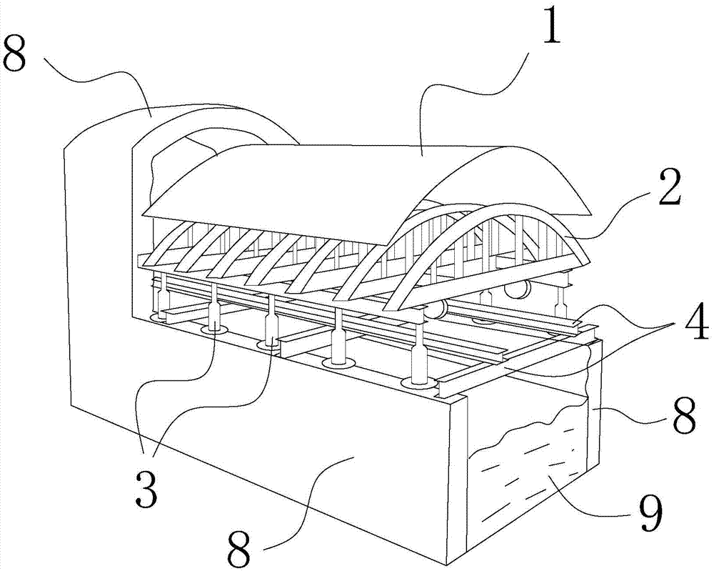 Lining construction method for suspension rail type trolley
