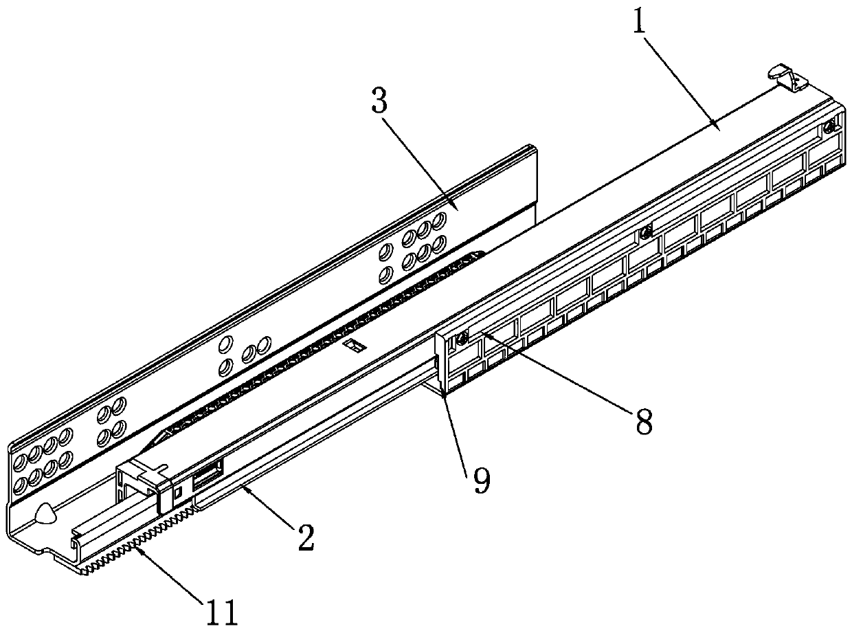 Hidden synchronous guide rail of external side-mounted synchronizer