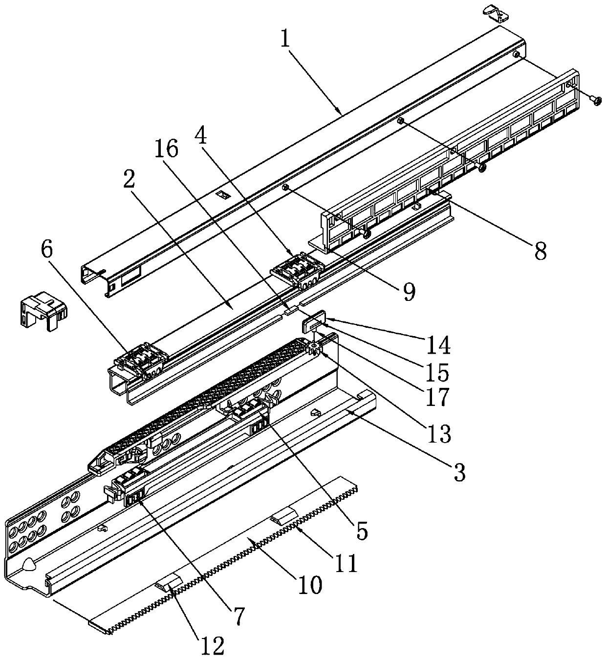 Hidden synchronous guide rail of external side-mounted synchronizer