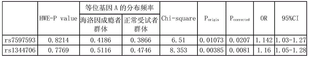 Novel use of substances for detecting nucleotides at rs7597593 and rs1344706