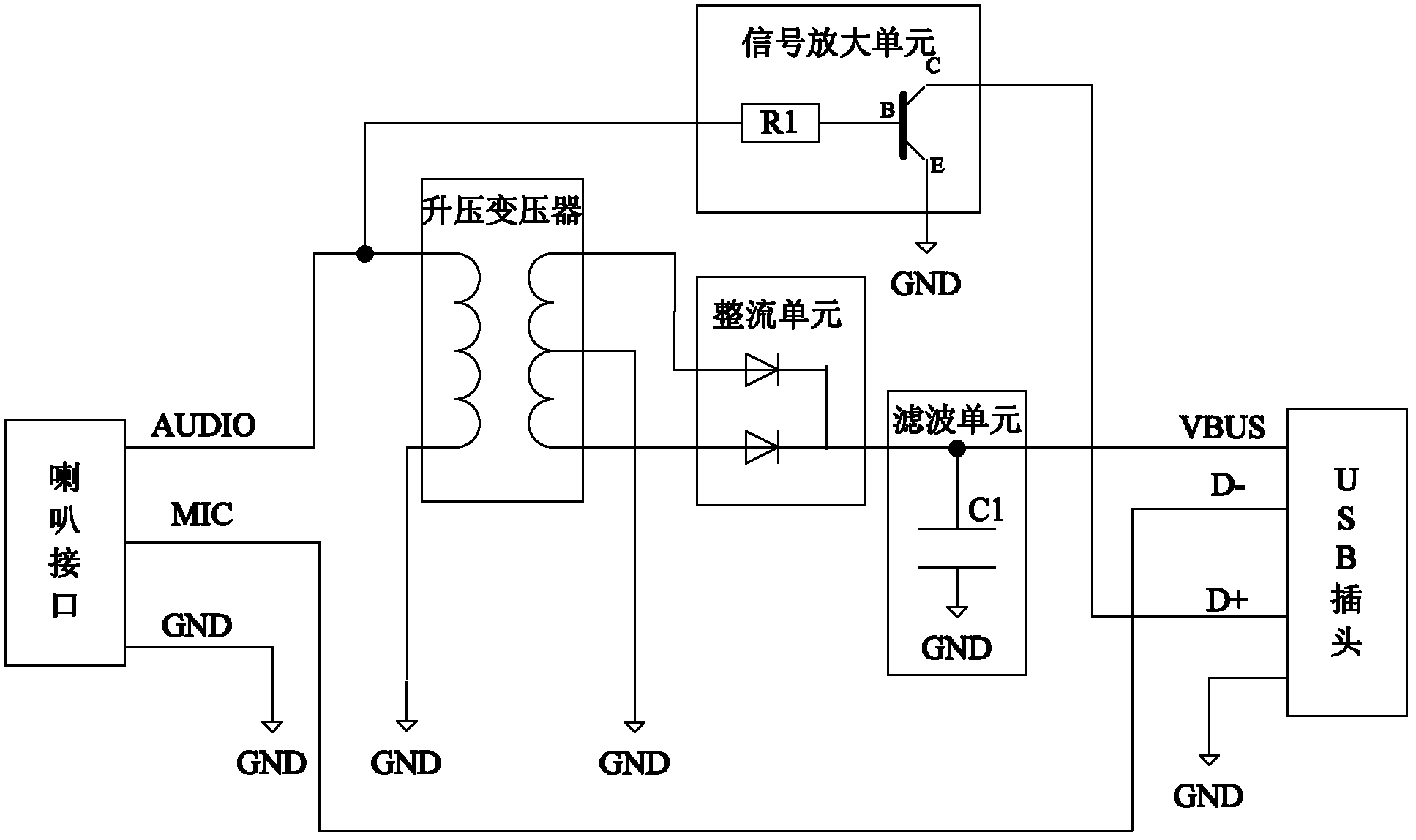 Audio signal receiving and transferring device