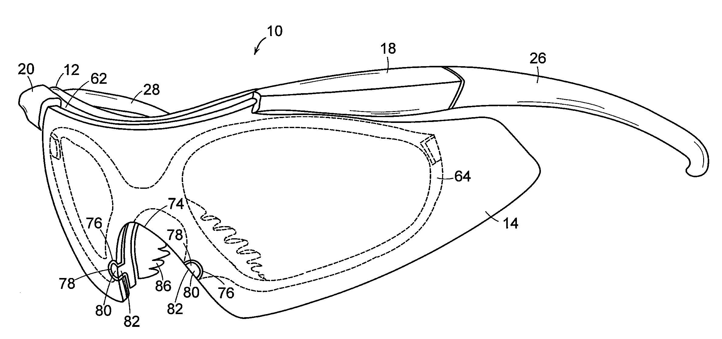 Eyewear with clip-on frame and lens