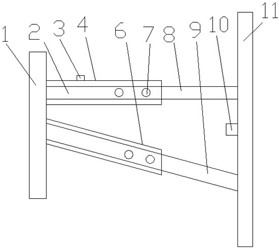 Automatic climbing frame adjusting sleeve groove triangle tie structure