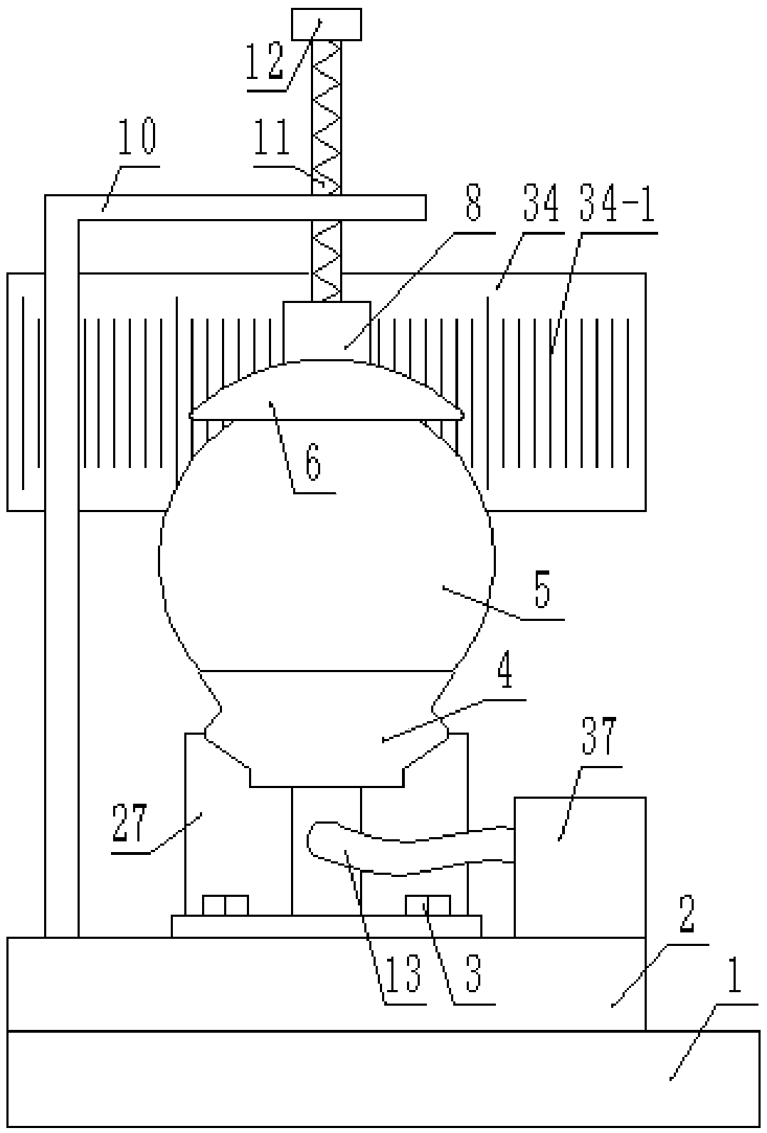 A device for punching holes in spherical glass products