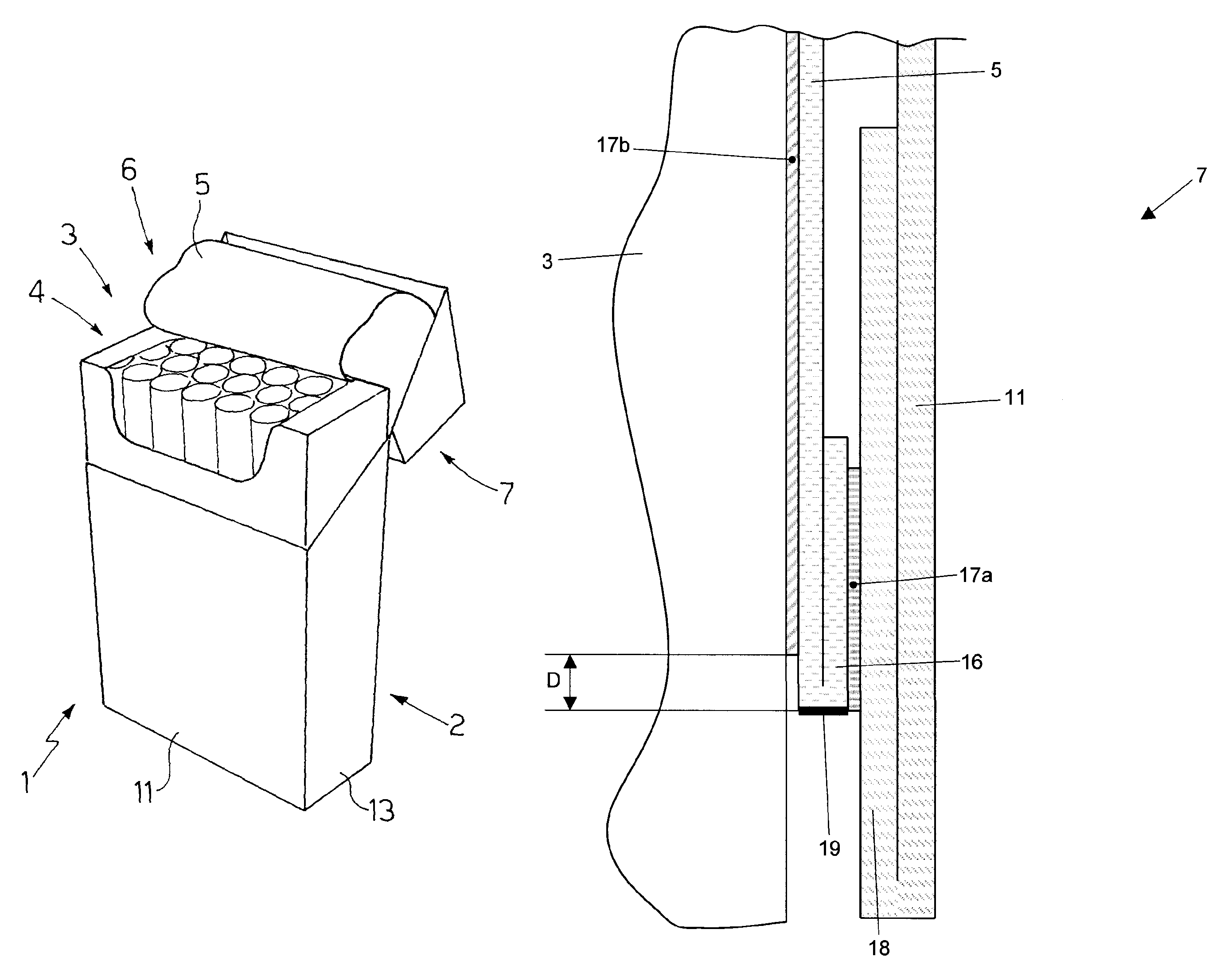 Package of tobacco articles with an inner package fitted with a sealing flap fixed to a hinged lid