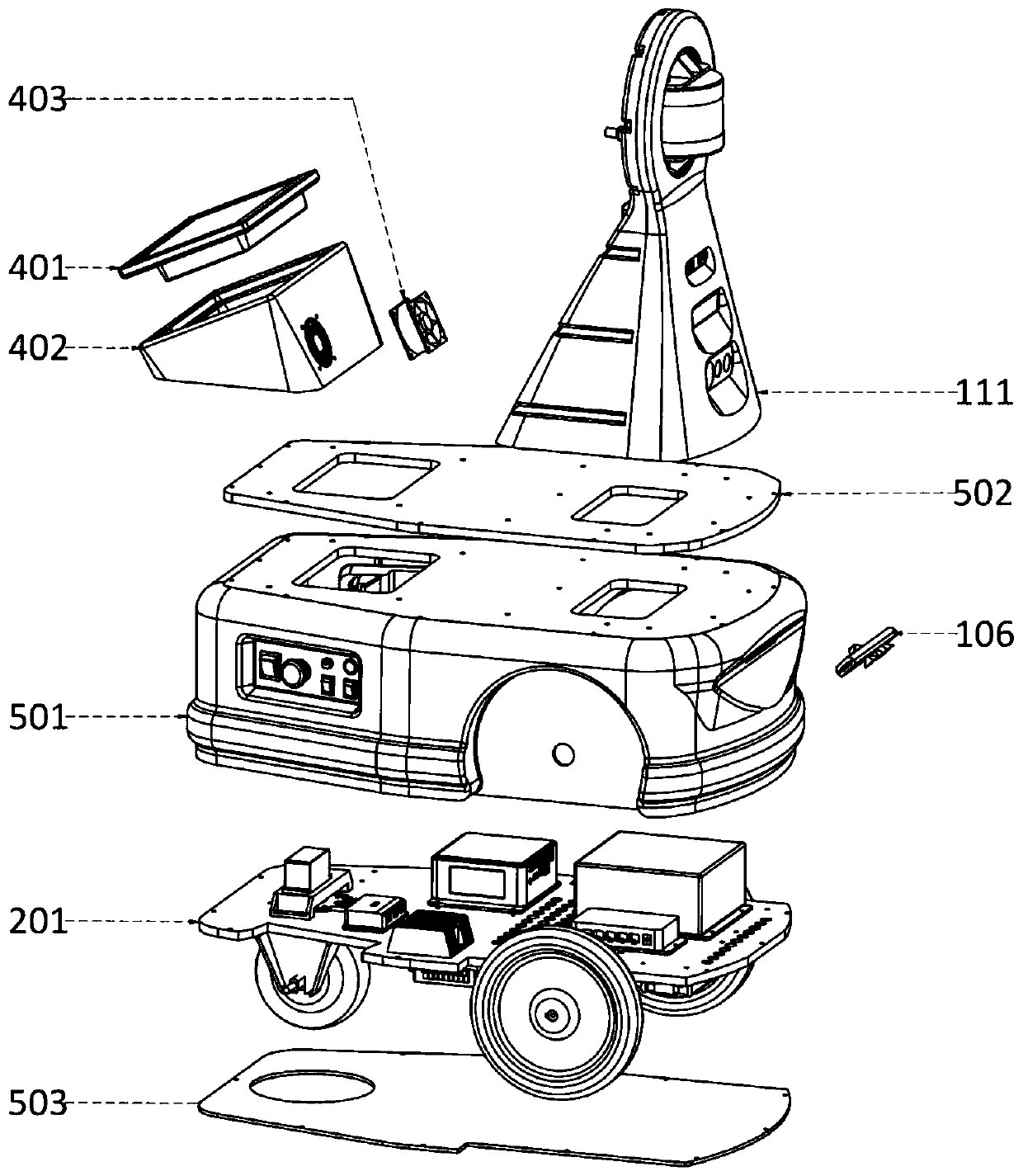 Rotary laser radar and SLAM robot for indoor map construction and positioning