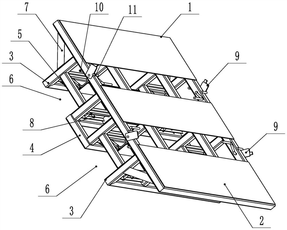 Auxiliary hand fork transfer tray with locking device