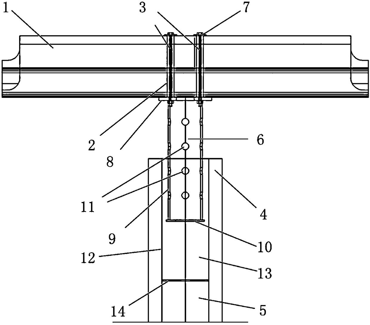 Suspended cylindrical shear brace connection structure for precast pier and precast plate