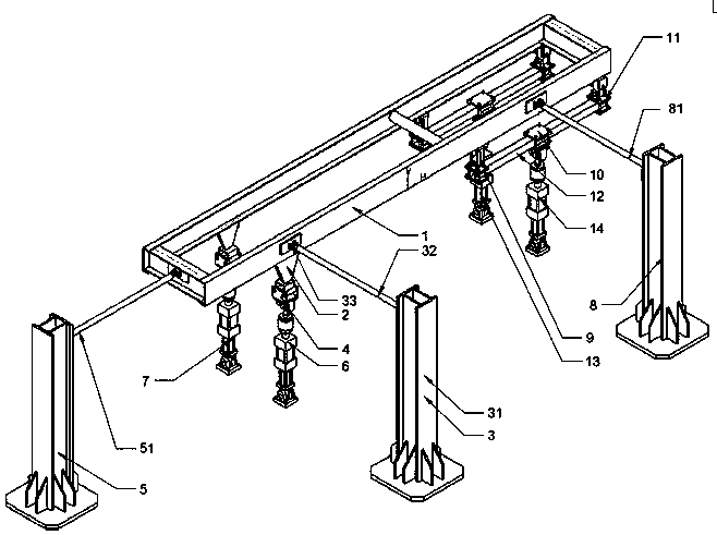 Vehicle frame assembly torsion fatigue loading test stand and test method