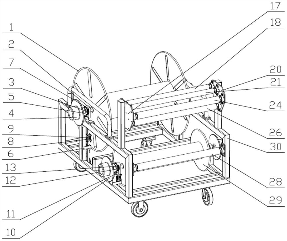 Automatic unlocking storage tool coiling trolley and self-locking structure