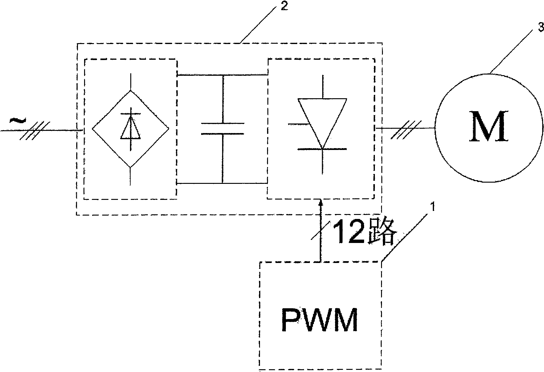 Voltage type variable-frequency control system using pulse width modulation synchronous switching