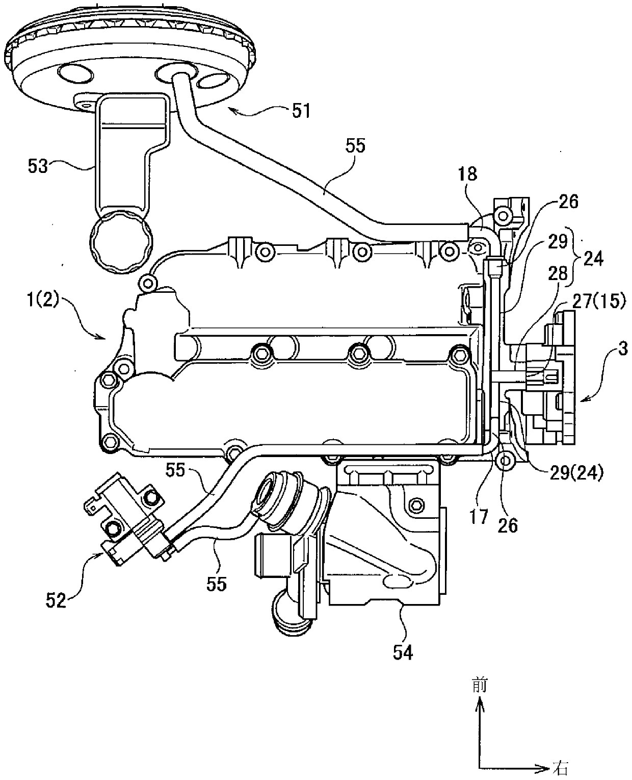 Negative pressure supply device of engine