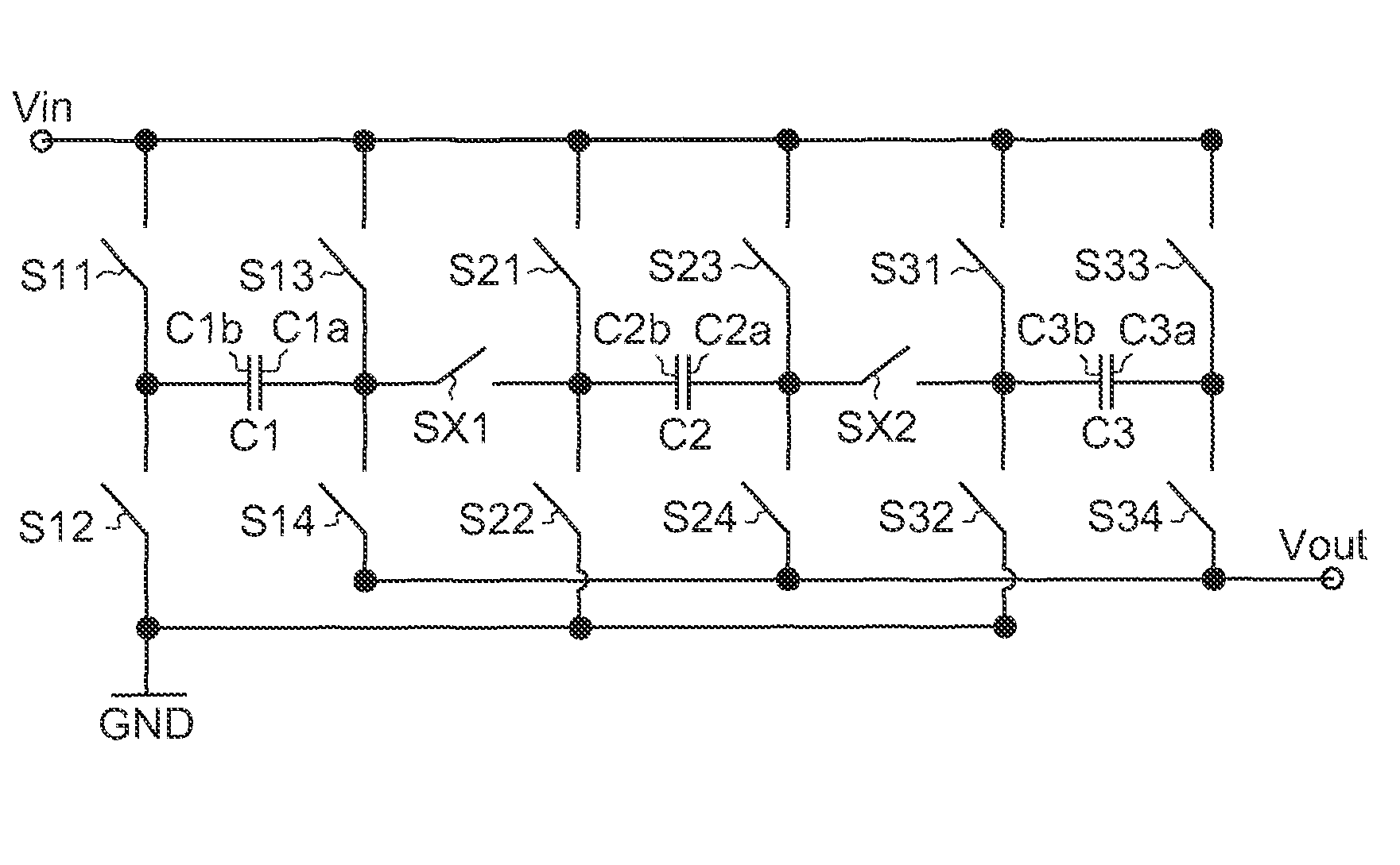 Switch circuit of DC/DC converter configured to conduct various modes for charging/discharging