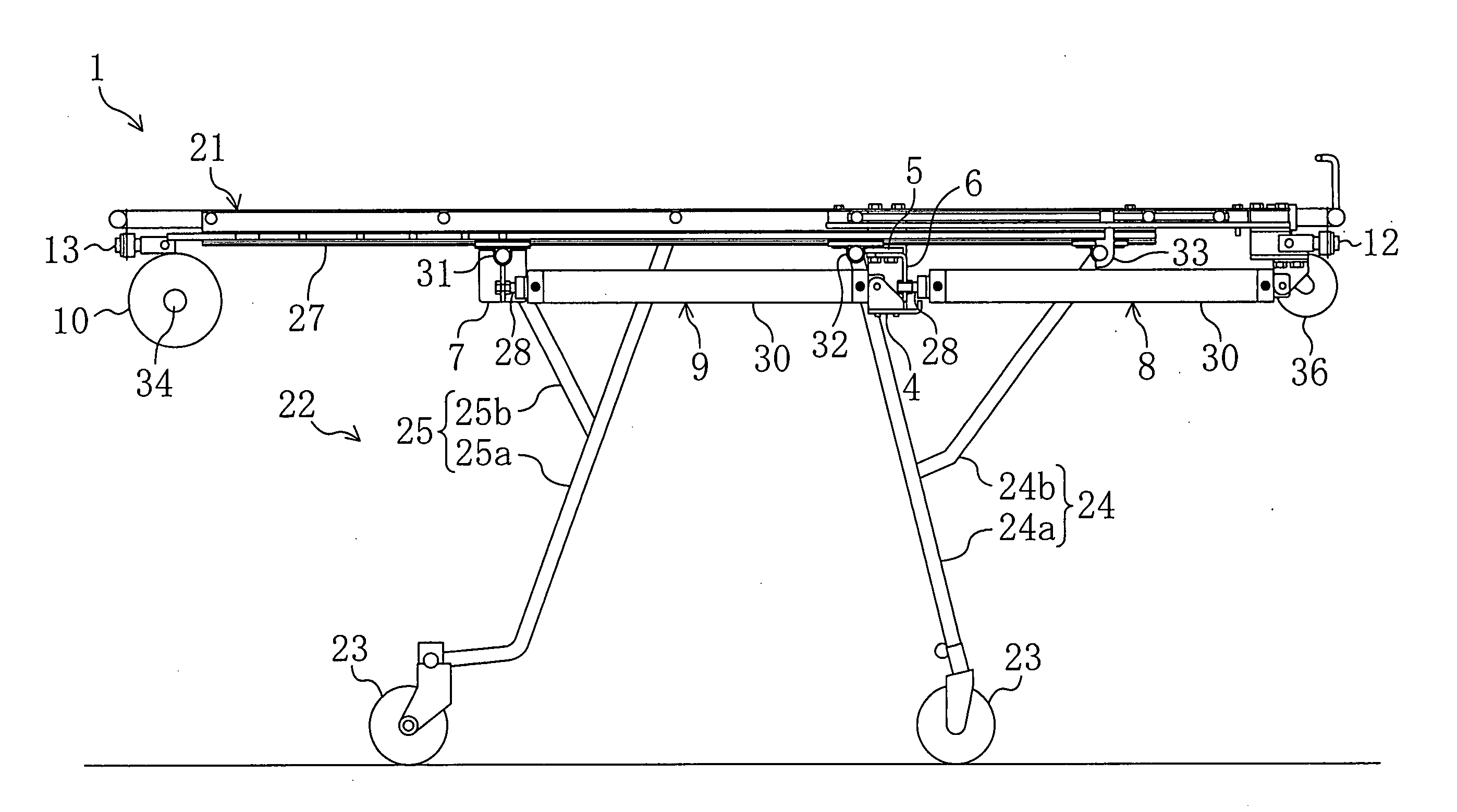 Stretcher, stretcher system and method for using the system