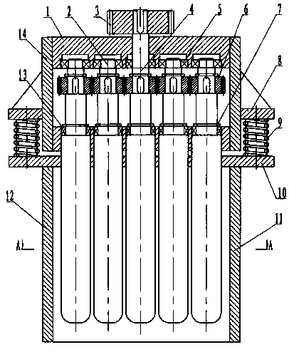 Combined firework emitter cold pressing combined die